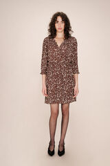 Grace & Mila Vestido corto de manga 3/4 Estampado marr&oacute;n