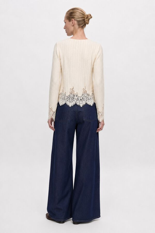 Object Jersey fino encajes Beige