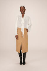 Grace & Mila Falda larga midi de ante sint&eacute;tico Beige