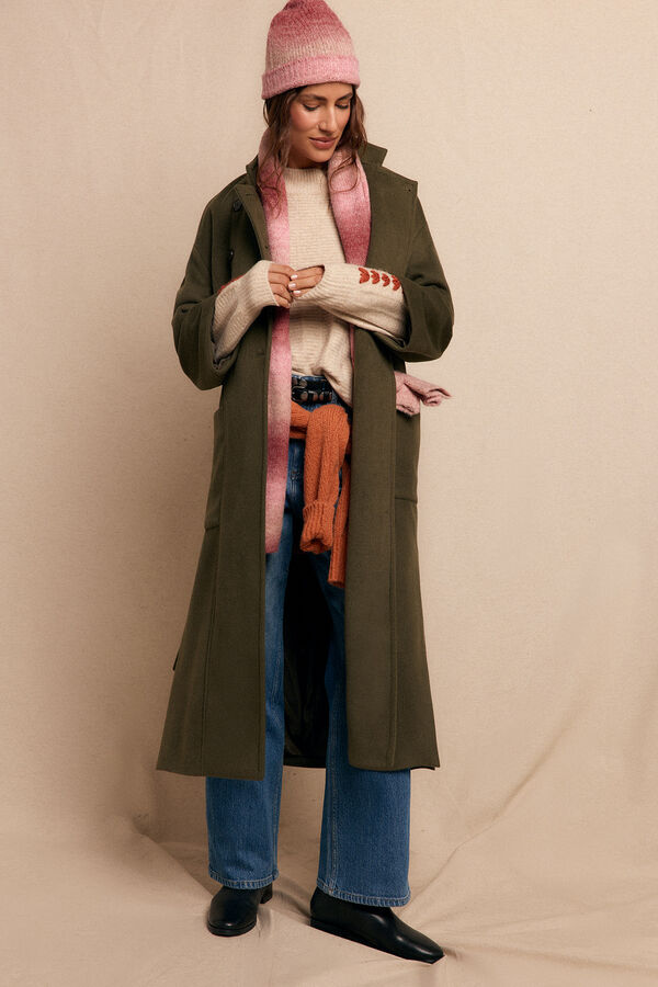 Slowlove Abrigo largo con doble botonadura Kaki