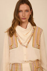 Meisie Blusa bimateria con pa&ntilde;uelo Blanco