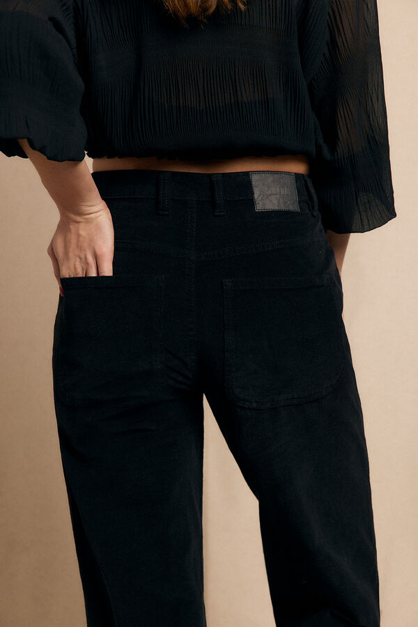 Slowlove Pantalón Corduroy Cuts Negro