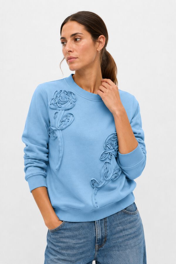 Object Sudadera bordado flores Azul