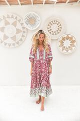 Jaase Vestido midi Mila Fucsia