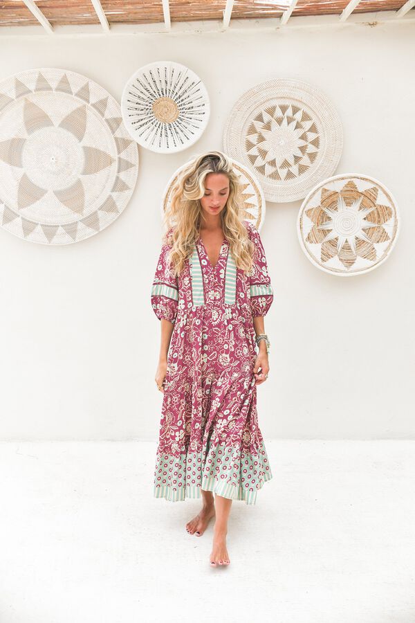 Jaase Vestido midi Mila Fucsia