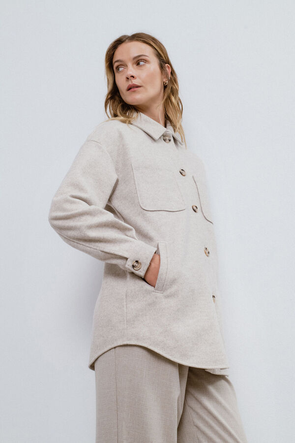 Vila Chaqueta camisera abotonada Beige