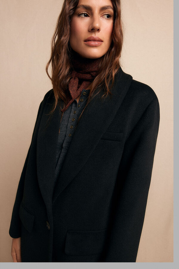 Slowlove Abrigo largo con cuello esmoquín Negro