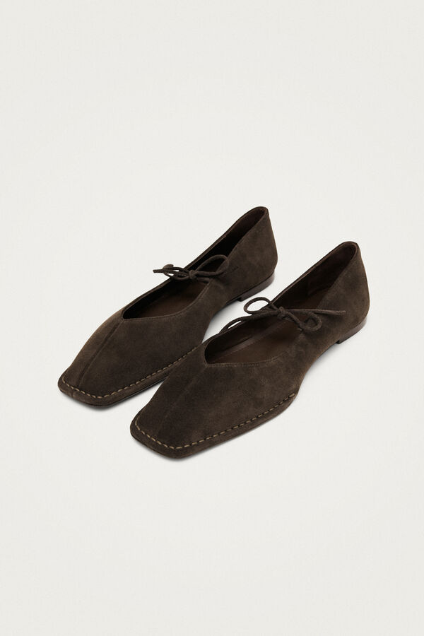 Alohas Bailarinas de cuero Sway Suede Marr&oacute;n