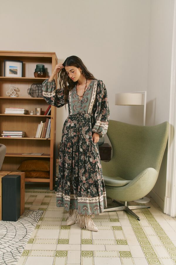 Jaase Vestido maxi Teresa Estampado verde
