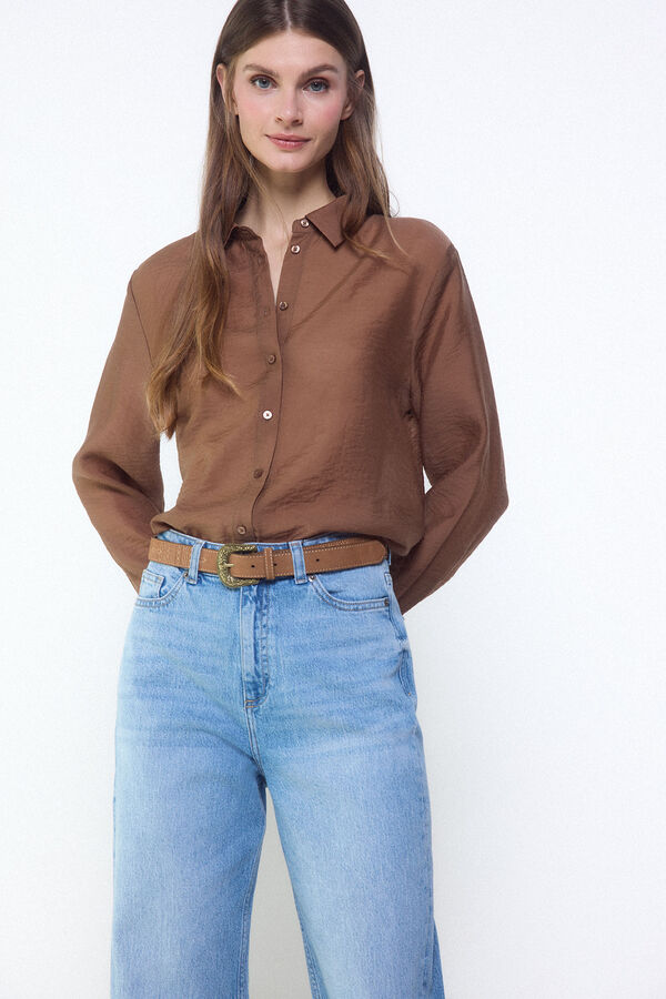 Slowlove Camisa organza Marr&oacute;n