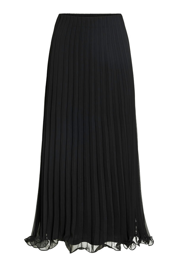 Vila Falda midi plisada de gasa Negro