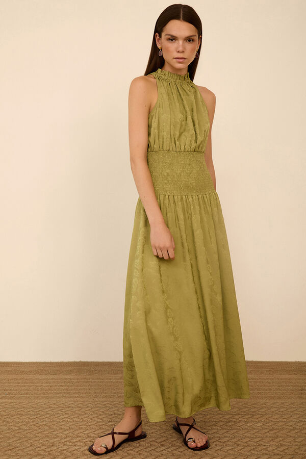 Meisie Vestido largo tejido jacquard Verde