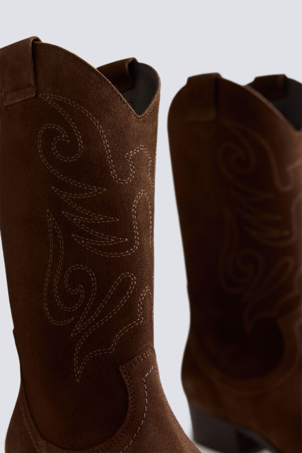 Bryan Stepwise Bota cowboy piel Marr&oacute;n oscuro