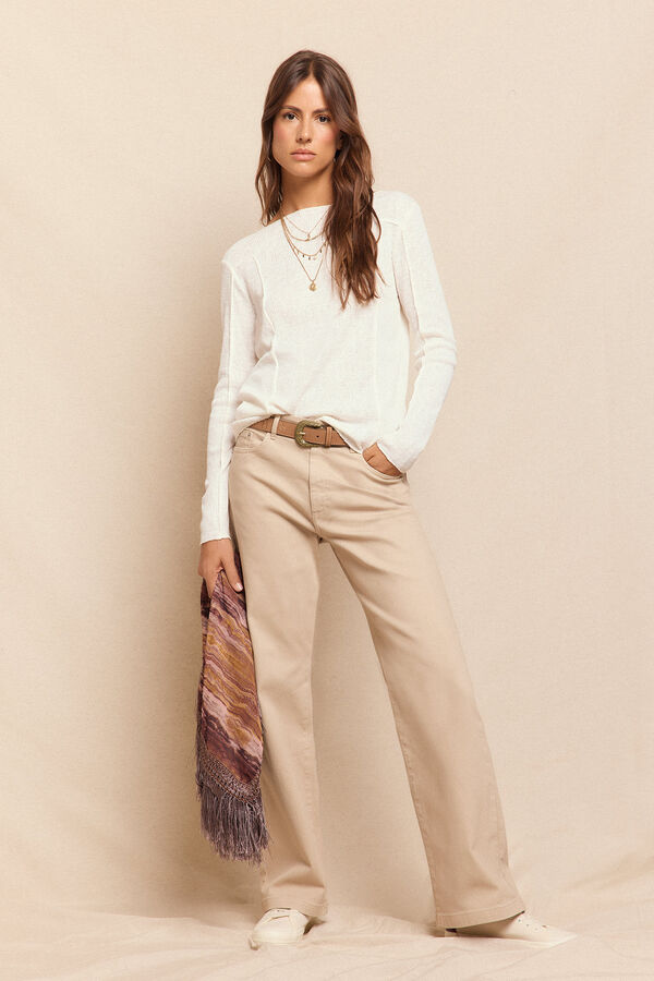 Slowlove Top básico melange Marfil