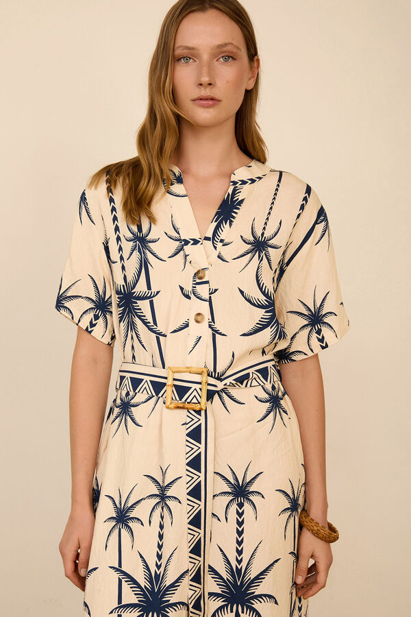 Meisie Vestido midi estampado palmeras Estampado blanco