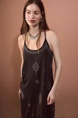 Slowlove Vestido tirantes tachas Negro