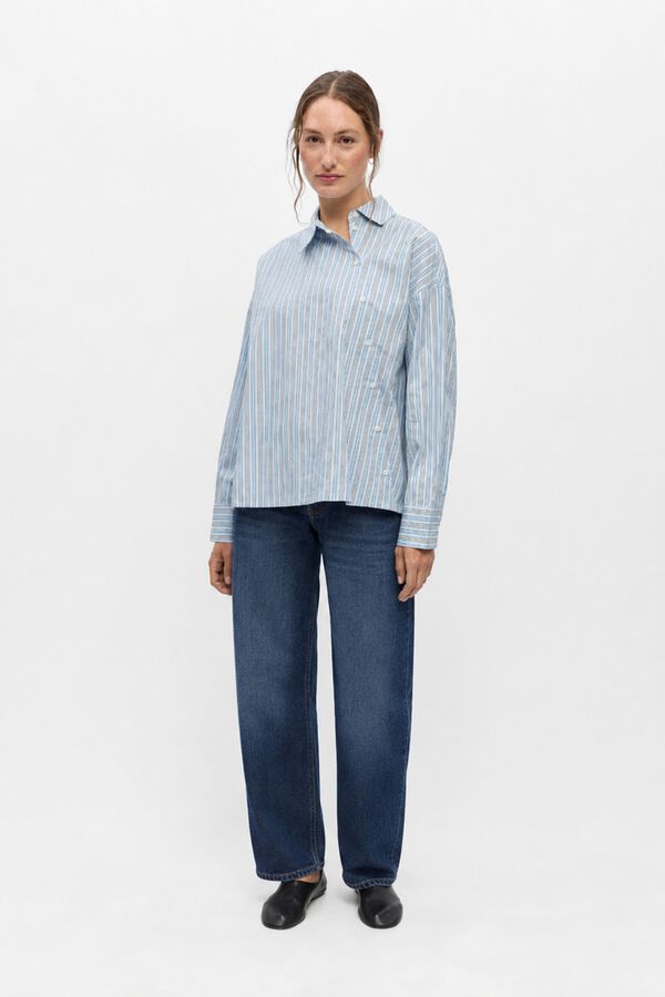 Object Camisa asim&eacute;trica rayas Azul