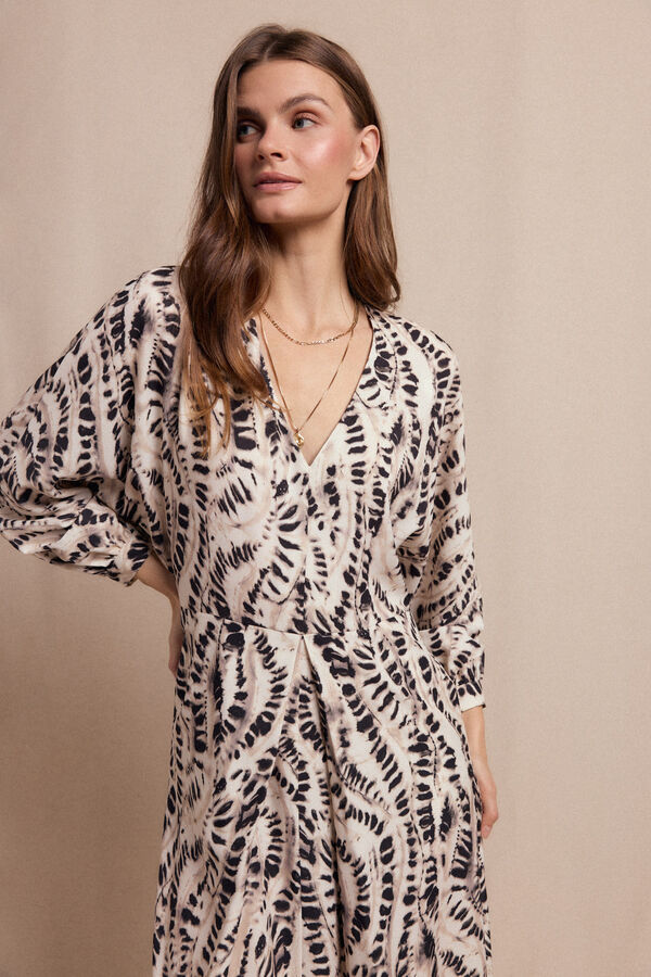 Slowlove Vestido estampado pliegue Marfil