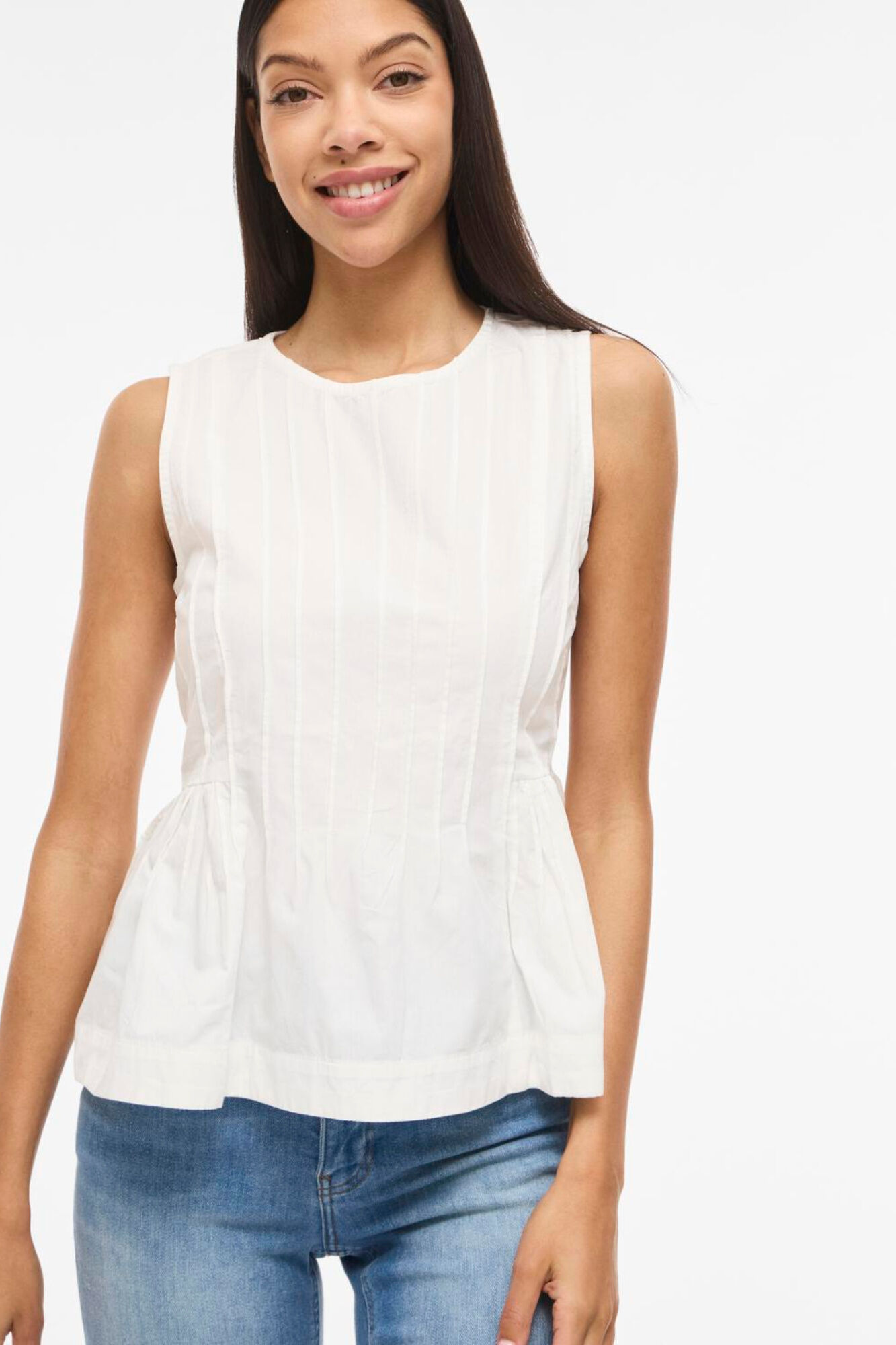 Vila Top sin mangas de algod&oacute;n org&aacute;nico con peplum