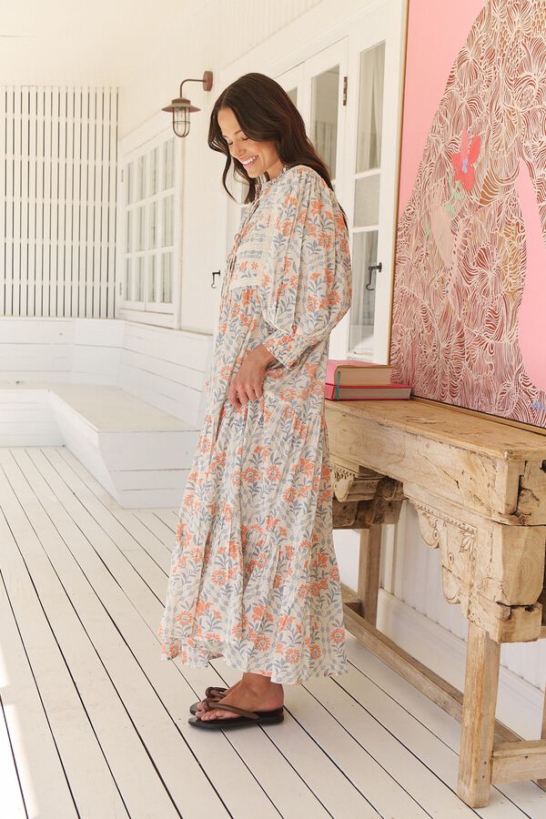 Jaase Vestido maxi Kazzie Estampado blanco