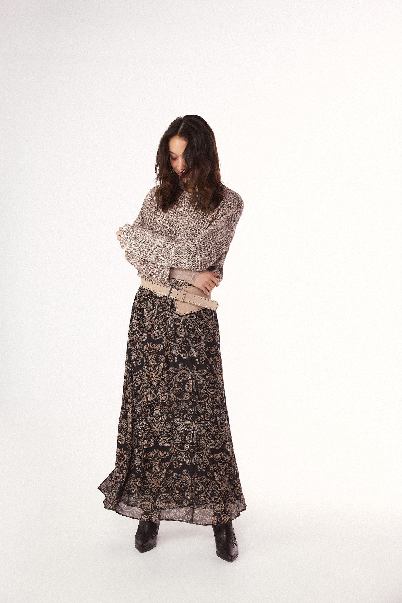 Slowlove Falda estampada con gomas