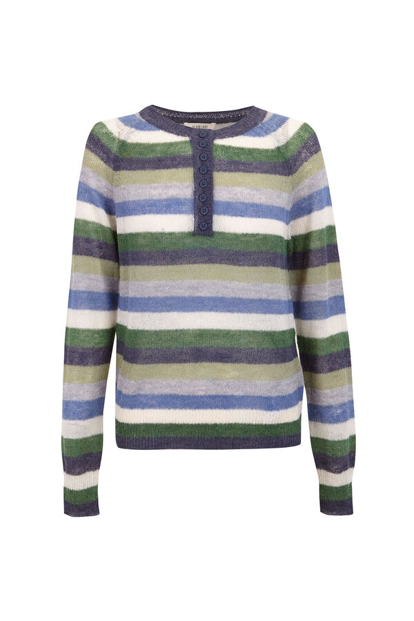 Slowlove Jersey botones rayas Estampado azul