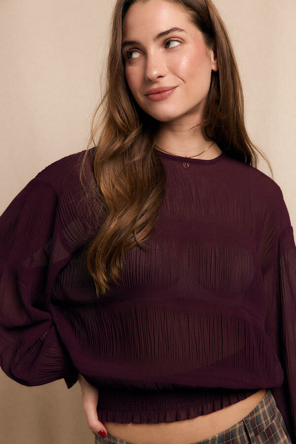 Slowlove Blusa fruncida Granate