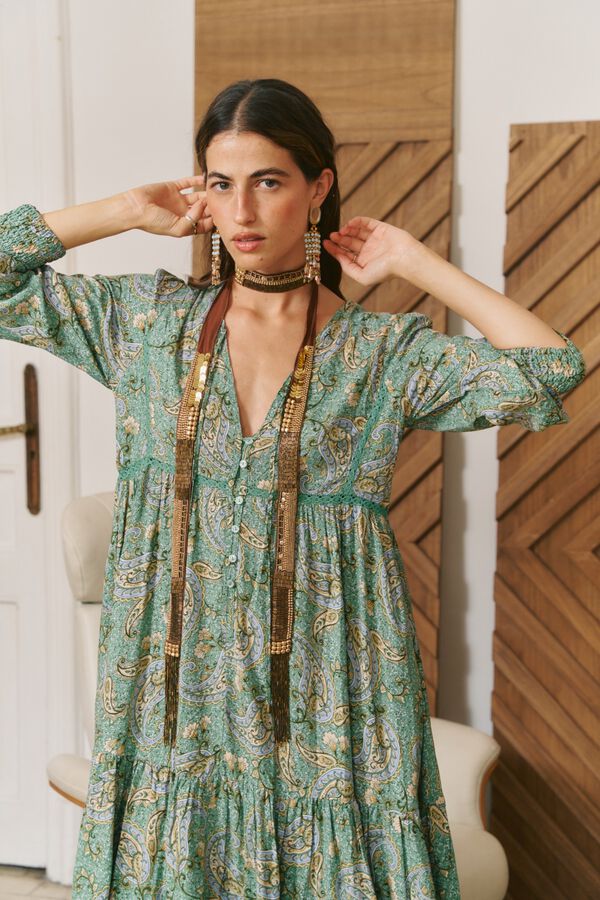 Jaase Vestido midi Monday Estampado verde