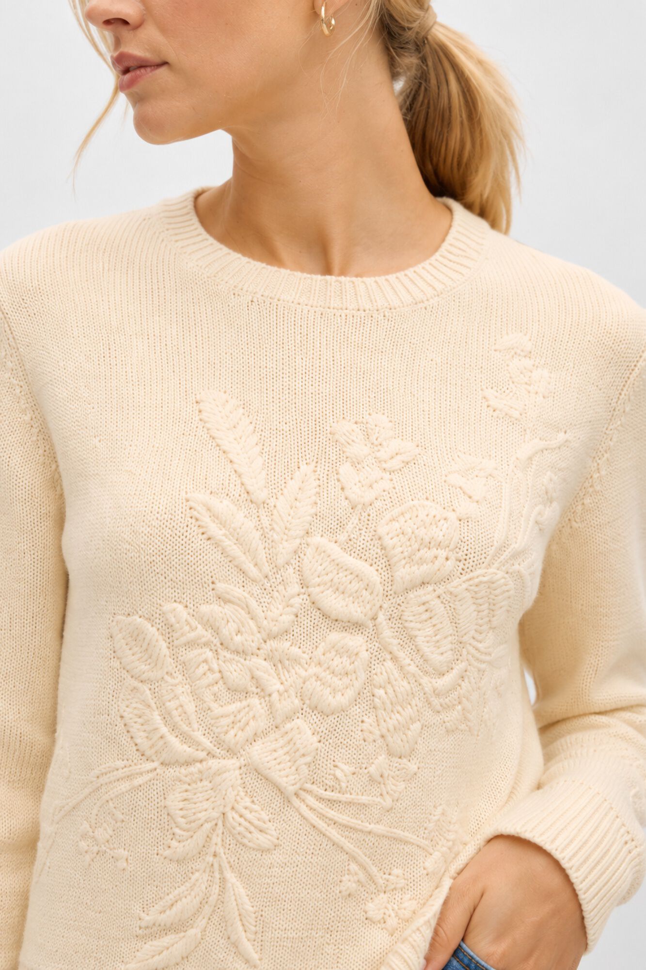 Object Jersey punto bordado flores