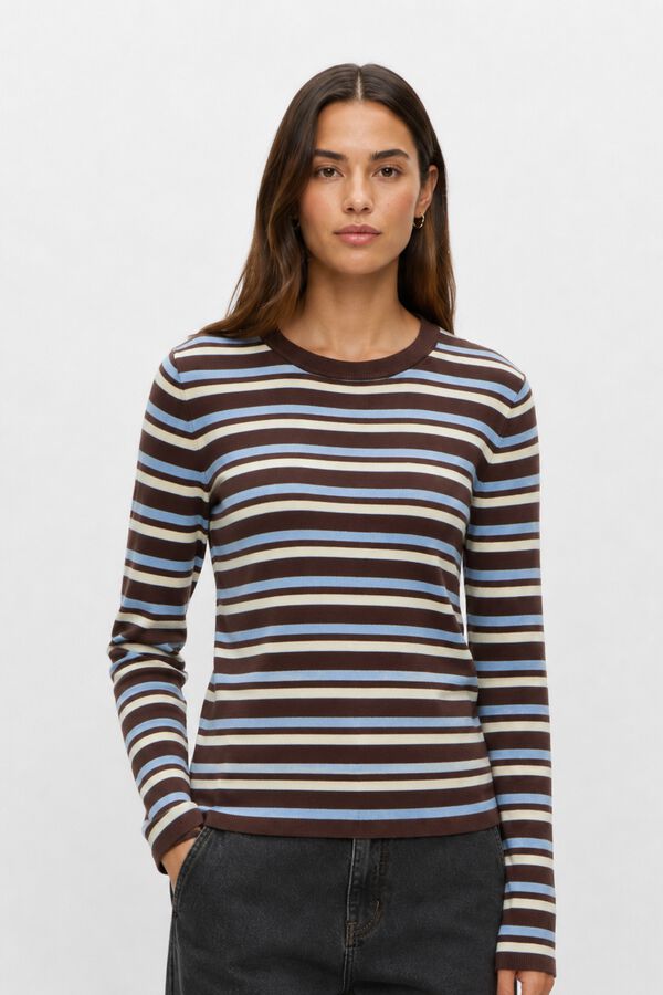 Object Jersey tacto suave rayas Marr&oacute;n oscuro