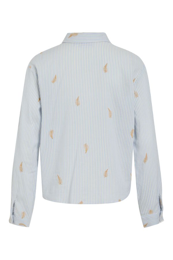Vila Camisa con bordados de algod&oacute;n y viscosa Azul