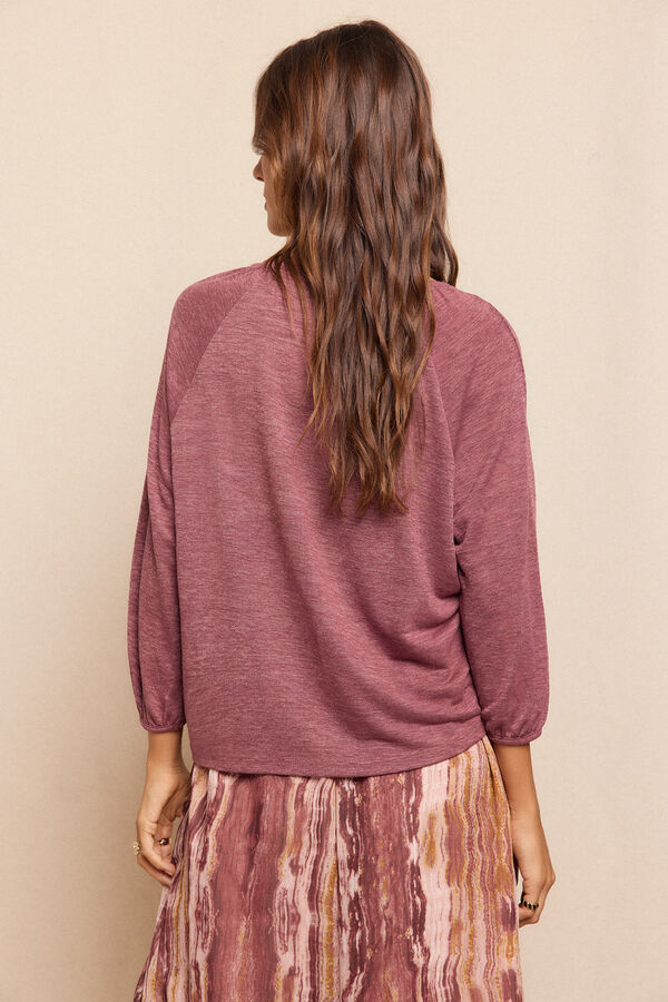 Slowlove Camiseta manga globo efecto r&uacute;stico Rosa