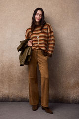 Slowlove Pantal&oacute;n recto de antelina Beige