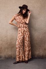 Slowlove Pantal&oacute;n fluido estampado Estampado naranja
