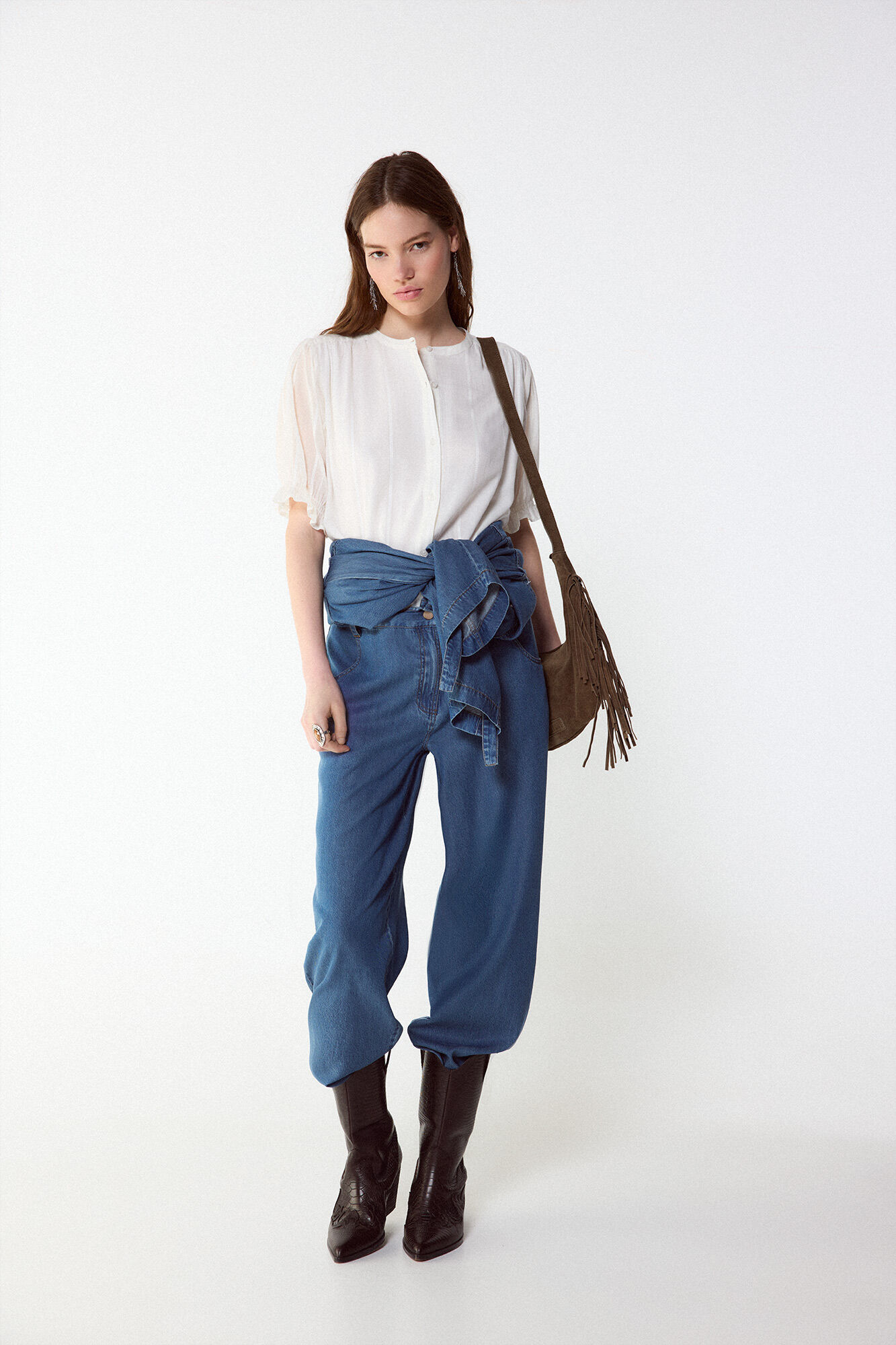 Slowlove Blusa dobby fluido