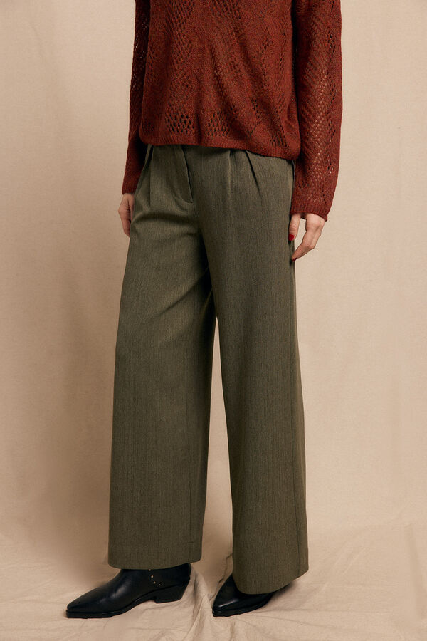 Slowlove Pantalón de pinzas rastrero Kaki