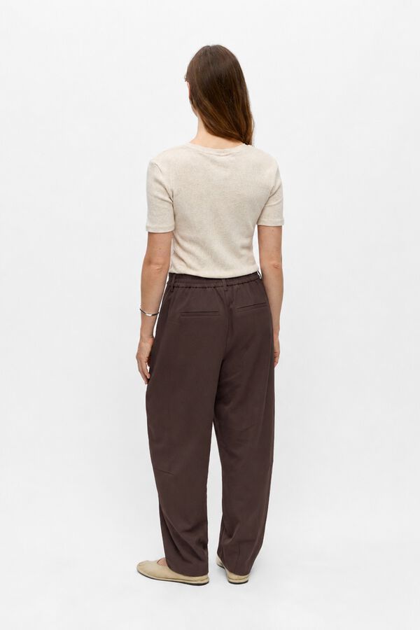 Object Pantal&oacute;n de vestir corte barrell Marr&oacute;n oscuro