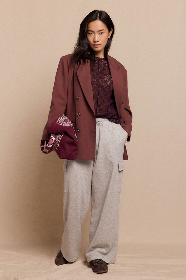 Slowlove Top encaje asimétrico Vino