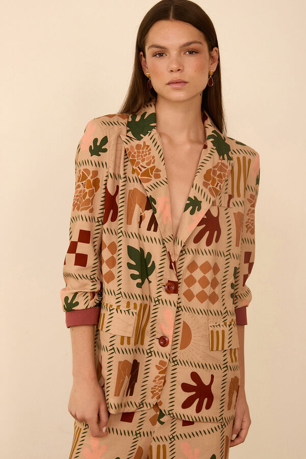 Meisie Blazer fluido estampado Beige