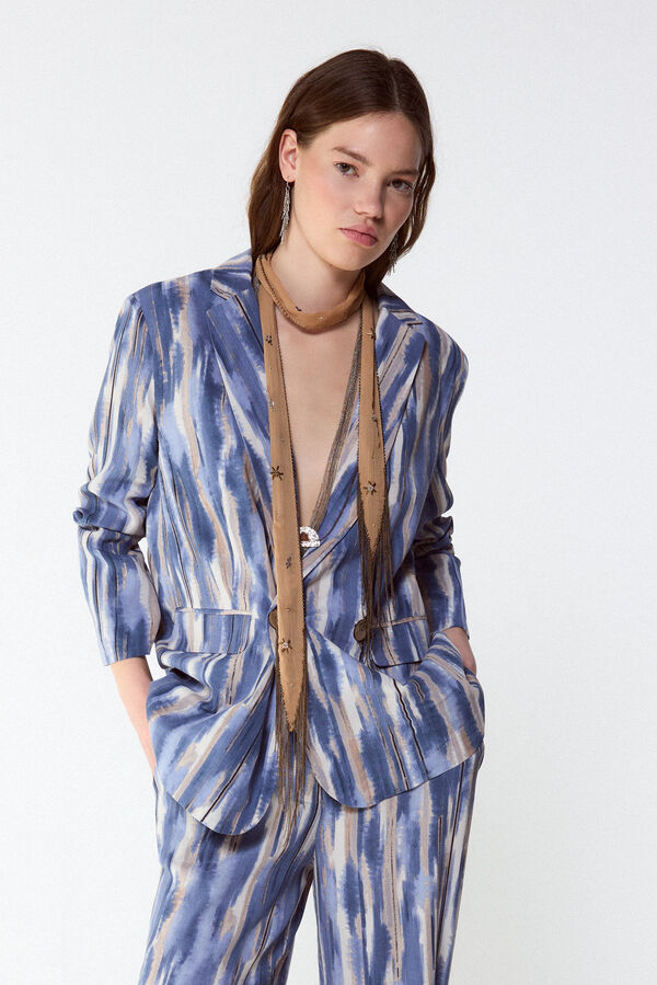 Slowlove Chaqueta blazer estampada Estampado azul