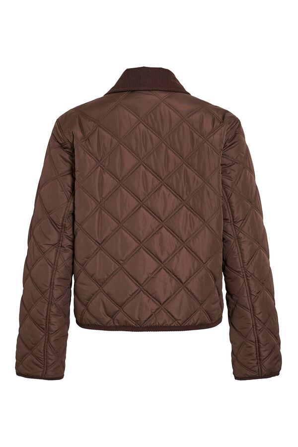 Vila Abrigo acolchado guateado con cuello de pana Marr&oacute;n oscuro