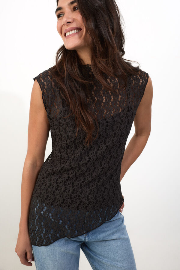 Slowlove Top lencero asim&eacute;trico Gris oscuro