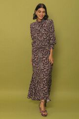 Cherubina Vestido midi Fog Estampado beige