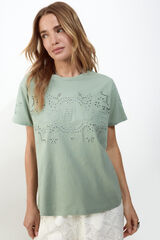 Slowlove Camiseta bordado Kaki