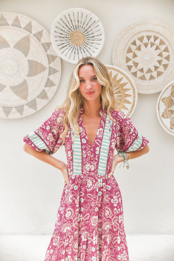 Jaase Vestido midi Mila Fucsia