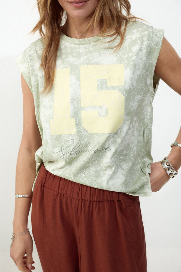 Slowlove Camiseta estampado oversize Kaki