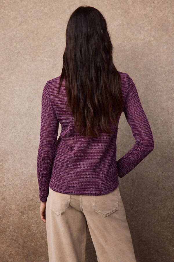 Slowlove Top estructura rayas Lila