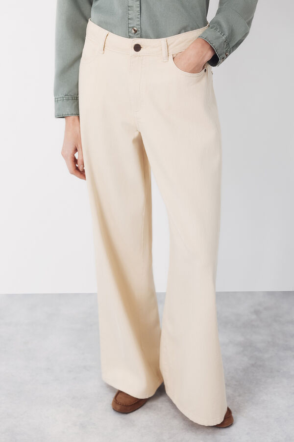 Cortefiel Jeans Long Palazzo Marfil