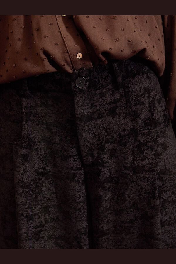 Meisie Pantalones holgados de terciopelo Negro