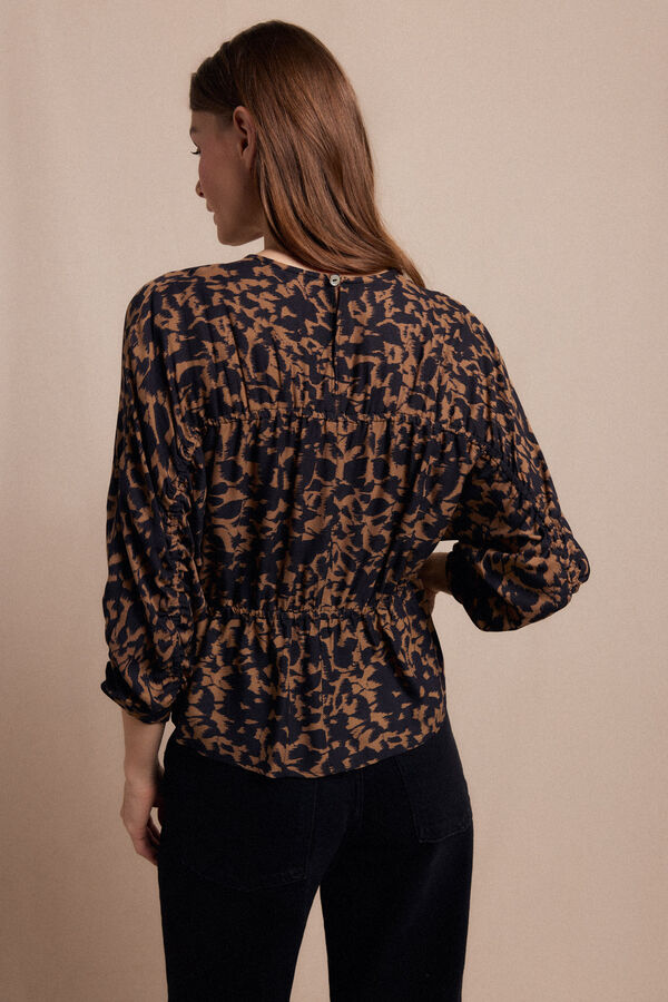 Slowlove Blusa frunces estampada Negro